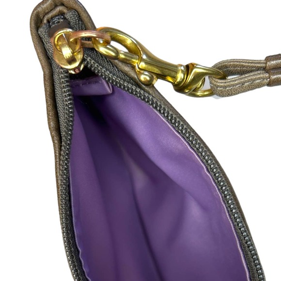 COACH Satin Wristlet Wallet Grey Silver Gold Brown Coin Purse NWOT - Picture 7 of 8